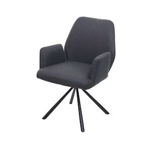 Mendler Eetkamerstoel HWC-H71, keukenstoel relaxstoel, stof/textiel staal ~ donkergrijs - grijs Weefsel 73936