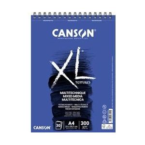 Canson tekenblok XL Mix Media 300 g/m² ft A4, blok met 30 vellen - blauw Papier 313463