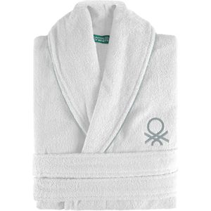 Benetton - Zwart-witte badjas M/L 360GSM 100% katoen in wit - M/L wit BE176