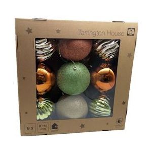 Tarrington House kerstballen Close To Nature, kunststof, Ø 15 cm, glanzend, mat en glinsterend, 9-delig - Kunststof 263955