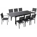 Oviala Business Set aluminium tuintafel met 8 stoelen - Oviala - zwart Aluminium 110280