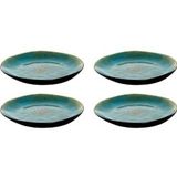 Palmer Bord Lotus 20.5 cm Turquoise Zwart Stoare 4 stuks - meerkleurig Steengoed 8717522192954