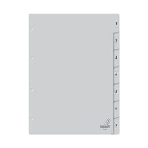Kangaro tabblad A4 cijfers PP 120 micron 4r. 7dlg grijs - grijs Polypropyleen, kunststof G407C