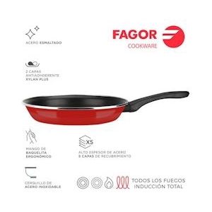 Fagor Optimax Koekenpan Ø18Cm Rood Aisi 430 Staal Fagor - 8429113800819