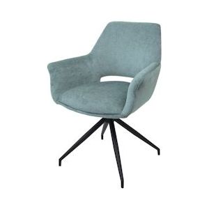 Mendler Eetkamerstoel HWC-M53, keukenstoel gestoffeerde stoel met armleuning, draaibare auto positie, metaal stof/textiel ~ grijs-blauw - grijs Textiel 104748