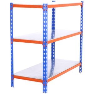 SimonRack Simonclick metalen planken zonder schroeven 3 planken. Kleur blauw/oranje/galva 900x1200x500 mm - oranje Metaal 8425437076657