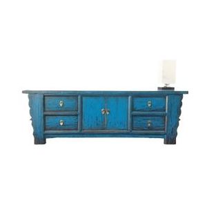 OPIUM OUTLET meubels dressoir kast sideboard Lowboard 35208-1 blauw Aziatisch Chinees oriëntaals - blauw Massief hout 35208-1