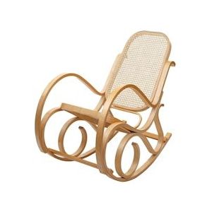 Mendler Schommelstoel M41, TV fauteuil, massief hout rotan ~ eiken look - bruin Massief hout 75339