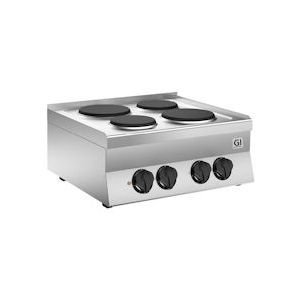 Gastro-Inox 650 HP Kooktoestel | 4 Gietijzeren Kookplaten 700mm | 8.2kW | 700x650x295(h)mm - GI-160.017