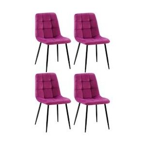 CLP Set van 4 eetkamerstoelen Antibes - Zonder armleuning - Velvet - purper - 324314