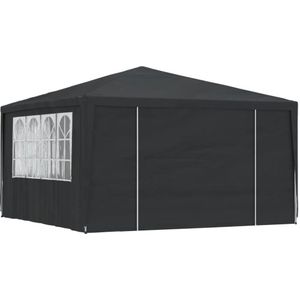 VidaXL Professionele Partytent 4x4 m Antraciet - Zijwanden 90 g/m²