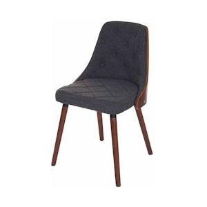Mendler Eetkamerstoel HWC-A75, bezoekersstoel keukenstoel, walnoot-look gebogen hout ~ stof/textiel grijs - grijs Textiel 74342