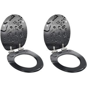 HELLOSHOP26 Set van twee toiletzittingen toiletzitting toiletpot badkamer interieur natte ruimte MDF softclose deksel waterdruppel 02_0002969 - 3000104801531