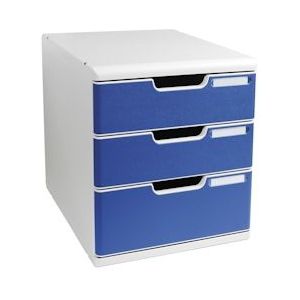 Exacompta 325003D 1x MODULO A4 modulaire ladenbox met 3 gesloten laden voor A4+ documenten, Office, grijs-blauw - blauw Synthetisch materiaal 325003D