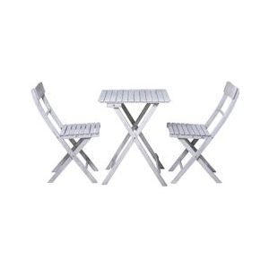 Möbilia 3-delige zitgroep | 2 stoelen, 1 tafel | vintage afwerking | opvouwbaar | acacia grijs - grijs Massief hout 31020012