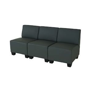 Mendler Modulaire 3-zitsbank Couch Lyon, kunstleer ~ donkergrijs, zonder armleuningen - grijs Synthetisch materiaal 3x75183