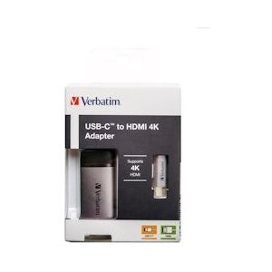 Verbatim USB-C naar HDMI Adapter 4K 60Hz 10CM - zilver Aluminium 49143
