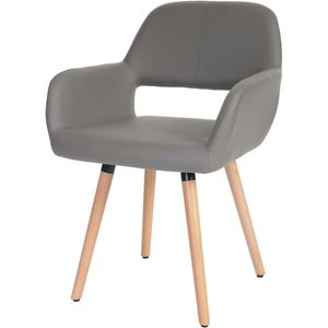 Mendler Set van 6 eetkamerstoelen HWC-A50 II, stoel keukenstoel, retro jaren 50 design ~ kunstleer, taupe-grijs, lichte poten - grijs Synthetisch materiaal 48456+48456+48456+48456+48456+48456