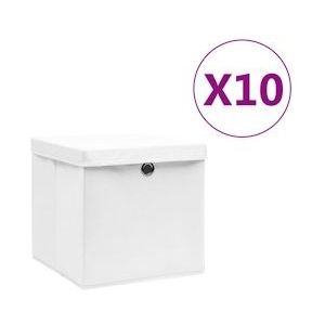 vidaXL-Opbergboxen-met-deksel-10-st-28x28x28-cm-wit