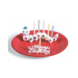 PAPSTAR, Houder voor verjaardagskaarsen 6,5 cm x 15 cm "Worm" met 6 Kaarsen - wit Synthetisch materiaal 14955