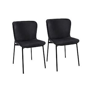 SVITA MARY set van 2 eetkamerstoelen Gestoffeerde stoel zonder armleuningen Keukenstoel Woonkamerstoel Zwart - zwart Polyester 91231