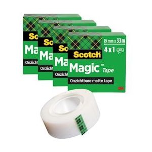 Scotch Magic Tape plakband ft 19 mm x 33 m, pak van 4 rollen - 444231