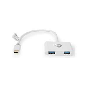 Nedis USB Multi-Port Adapter - USB 3.1 Gen1 - USB-C Male - 2x USB-A - 1000 Mbps - 0.20 m - Rond - Verguld - PVC - Wit - Window Box - 5412810328765