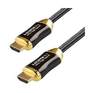 Qnected® HDMI 2.1 kabel 0,5 meter - Ultra High Speed - 4K 120Hz & 144Hz, 8K 60Hz Ultra HD - Charcoal Black - zwart 2033154531