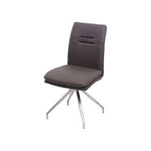 Mendler Eetkamerstoel HWC-H70, keukenstoel relaxstoel, stof/textiel roestvrij staal geborsteld ~ grijsbruin - grijs Textiel 73921
