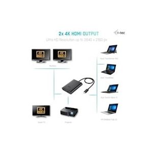 I-Tec USB-C dual HDMI Video Adapter 2x 4K compatibel met Thunderbolt Digital/Data Digital/Display/Video/Analoog USB - C31DUAL4KHDMI
