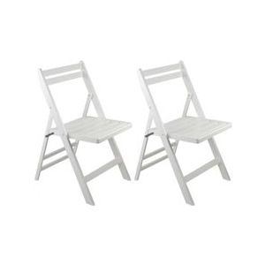 Pak 2 opklapbare bamboehouten stoelen gebroken wit 42,5x47,5x79cm O91 - wit Bamboe 8429160027498