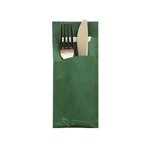 PAPSTAR, Bestekzakjes 20 cm x 8,5 cm donkergroen inclusief wit servet 33 x 33 cm 2-laags - groen Papier 88878