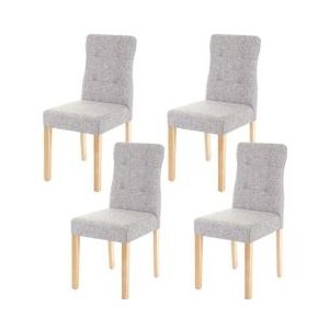 Mendler Set van 4 eetkamerstoelen HWC-E58, stoel eetkamerstoelen ~ stof/textiel grijs, lichte poten - grijs Textiel 67984
