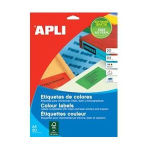 Apli Gekleurde etiketten ft 70 x 37 mm (b x h), blauw, 480 stuks, 24 per blad (1592) - 8410782015925