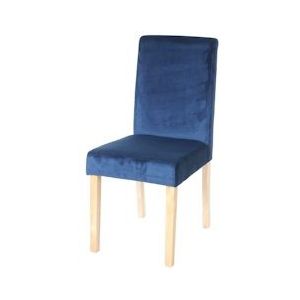 Mendler Eetkamerstoel Littau, stoel keukenstoel, fluweel ~ petrol, lichte poten - blauw Textiel 74370