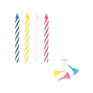 PAPSTAR, Verjaardagskaarsjes met houders 6 cm assorti kleuren - meerkleurig 12730