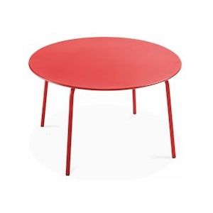 Oviala Business Rood stalen ronde tuintafel 120 x 72 cm - Oviala - rood Staal 104026