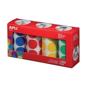 Apli Kids stickers XL cirkels, diameter 33 mm, doos met 4 rollen in 4 kleuren - blauw Papier 8410782147695