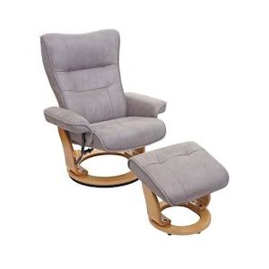 MCA relaxfauteuil Montreal, TV-fauteuil kruk, stof/textiel 130kg belastbaar ~ lichtgrijs, natuurbruin - grijs Textiel 75593