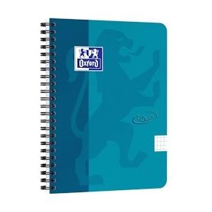 Oxford School Touch spiraalblok, ft A5, 140 bladzijden, geruit 5 mm, blauw (aqua) - 5904017321682