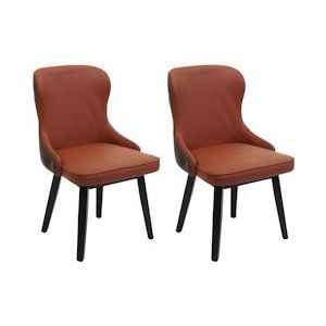 Mendler Set van 2 eetkamerstoelen HWC-M60, gestoffeerde stoel keukenstoel fauteuil stoel, stof/textiel massief hout ~ terracotta-bruin - rood Textiel 104715