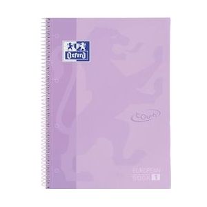Oxford School Touch Europeanbook spiraalblok, ft A4+, 160 bladzijden, geruit 5 mm, pastel paars - 8412771028237