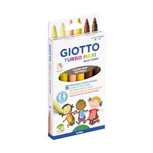 Giotto Turbo Maxi Skin Tones viltstiften, etui van 6 stuks - blauw Papier 8000825035555