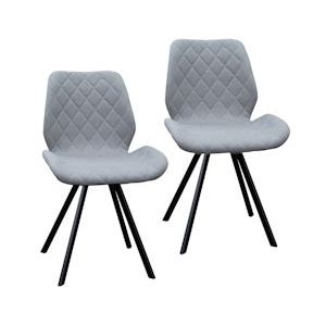 SVITA DIAMOND set van 2 eetkamerstoelen keukenstoel gestoffeerde stoel lichtgrijs - grijs Multi-materiaal 91447