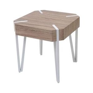 Mendler Salontafel Kos T574, bijzettafel, 52x50x50cm MVG-gecertificeerd ~ eiken, lichtmetalen poten - bruin Hout 45945