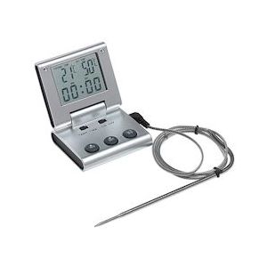 Temperatuurmeter/Timer met RVS insteekvoeler en kunststof draad 0/+250 graden 14(l)cm - EMG-843005
