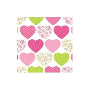 PAPSTAR, Servetten, 3-laags 1/4 vouw 25 cm x 25 cm "Sweetheart" - roze Papier 4002911979952