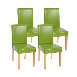 Mendler Set van 4 eetkamerstoelen Keukenstoel Littau ~ kunstleer, groen, lichtgekleurde poten - groen Synthetisch materiaal 33700