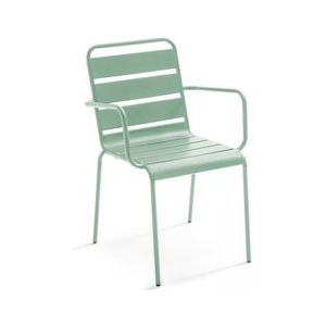 Oviala Business Salie groene metalen fauteuil - groen Staal 109805