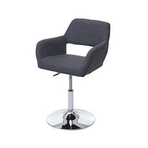 Mendler Eetkamerstoel HWC-A50 III, stoel keukenstoel, retro jaren 50, stof/textiel ~ donkergrijs, voet chroom - grijs Textiel 63936